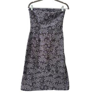 Poleci Strapless Floral Jacquard Dress Size 4 Black & Gray Elegant Y2K preppy